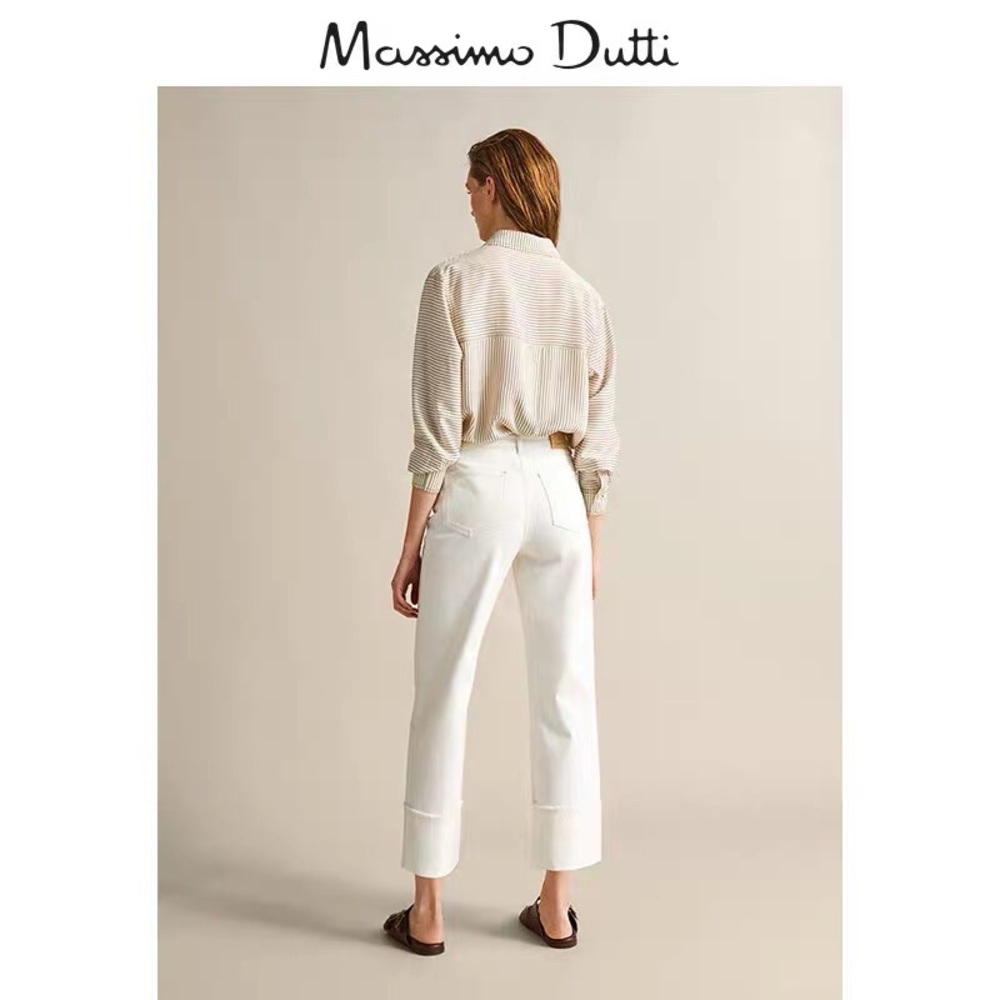 Massimo Dutti white straight jeans